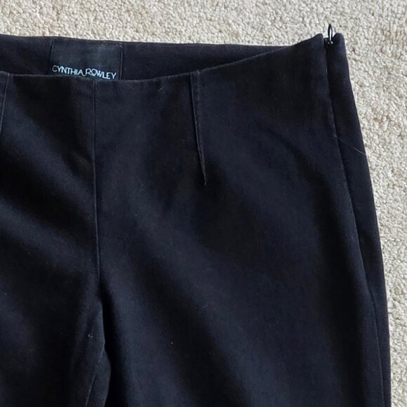 Ankle Straight Skinny Slim Fitted Cigarette Pants Black Cynthia Rowley Side-Zip - Picture 4 of 6